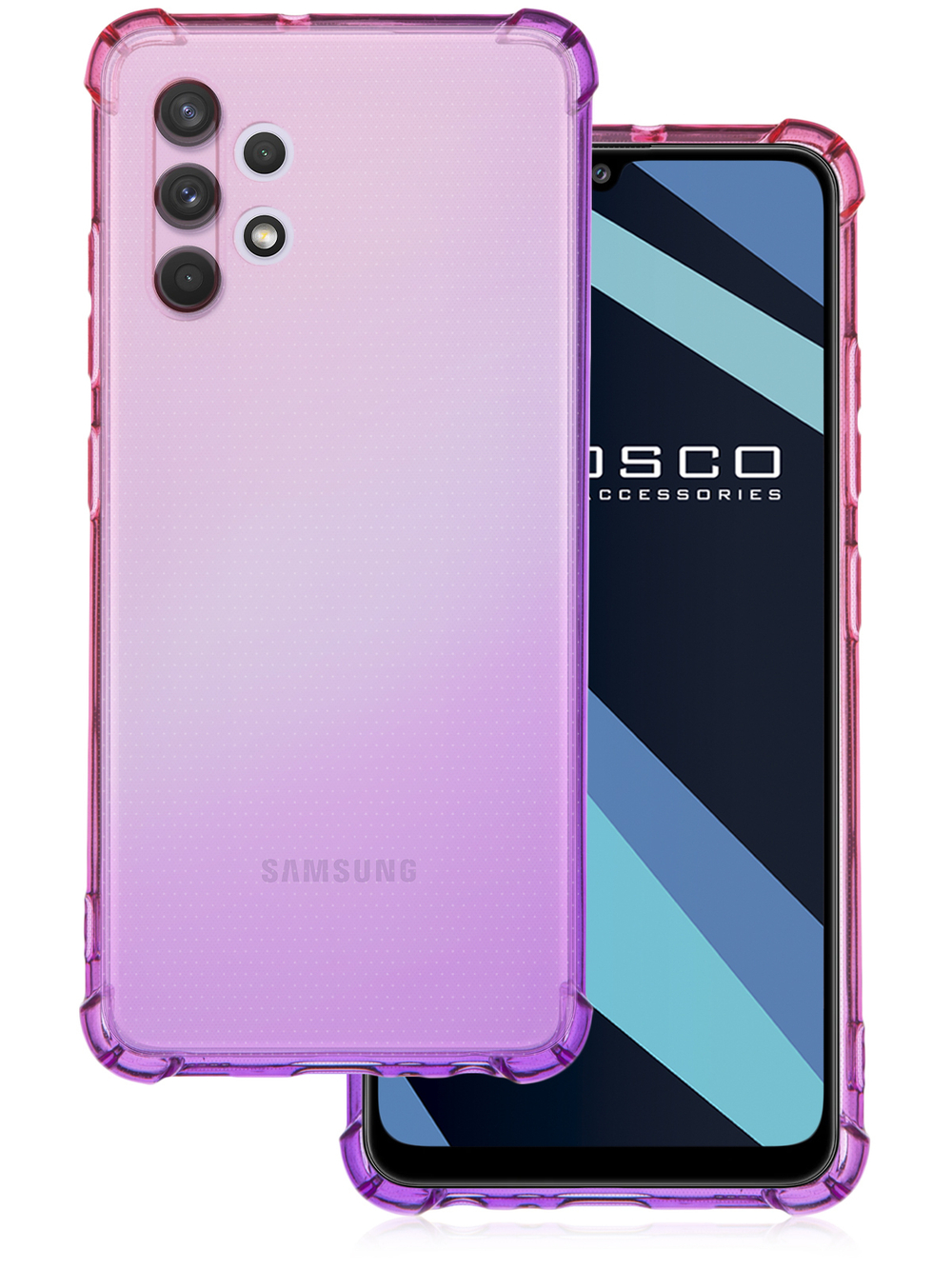 Чехол ROSCO для Samsung Galaxy A32 оптом (арт. SS-A32-HARD-TPU-PINK-PURPLE)