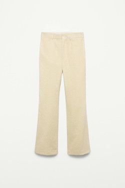 ZARA ВЕЛЬВЕТОВЫЕ РАСКЛЕШЕННЫЕ БРЮКИ — THE ITEM, ВАНИЛЬНЫЙ