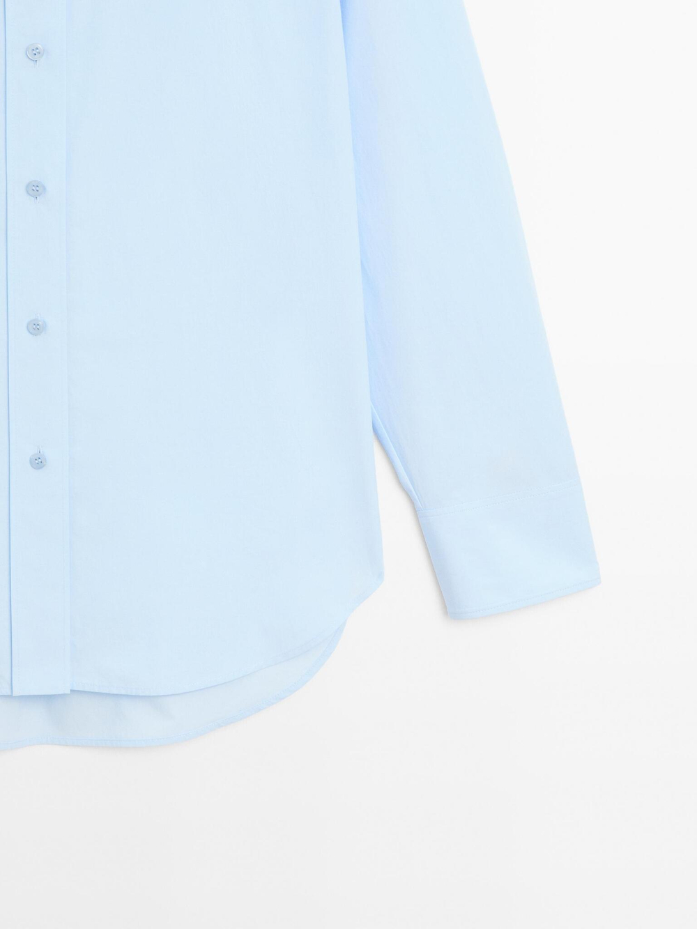 Massimo Dutti Рубашка из 100% хлопкового поплина, светло-голубой