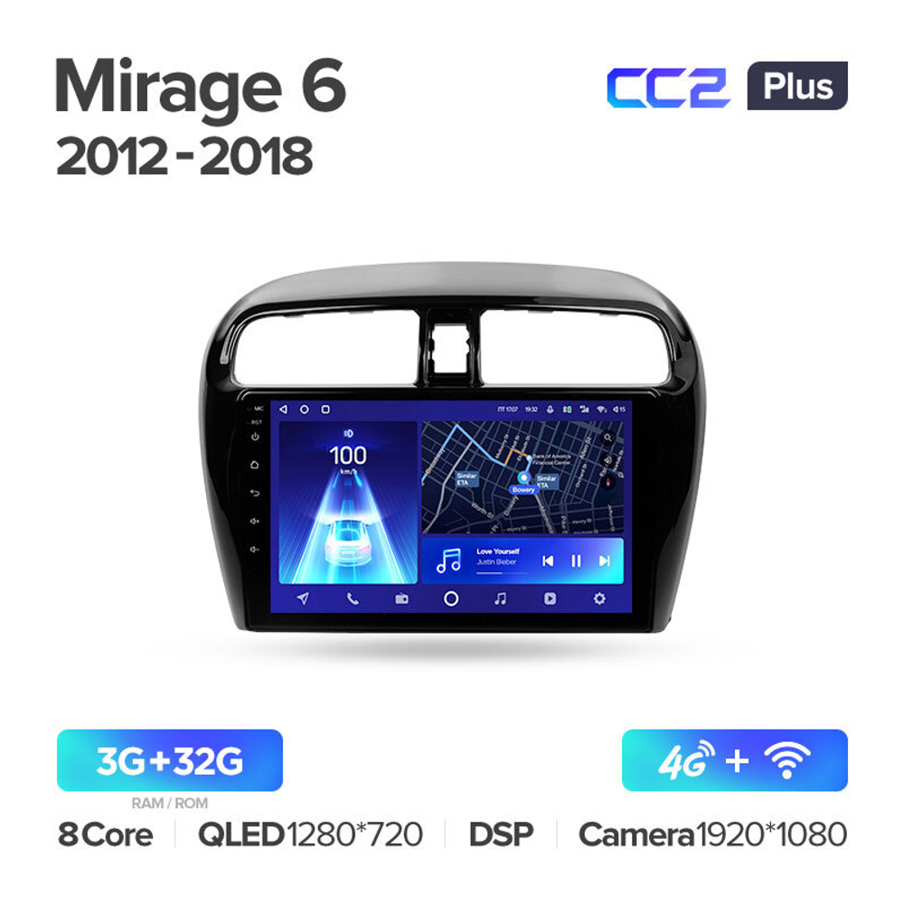 Teyes CC2 Plus 9" для Mitsubishi Mirage 6 2012-2018