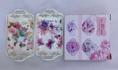 Набор подставок под чайные пакетики 2шт 12*7см, микс рисунков