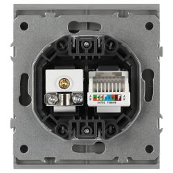 Розетка ЭРА Arktik 16-3110-03 комбинированная RJ45+TV алюминий | Эра Arktik