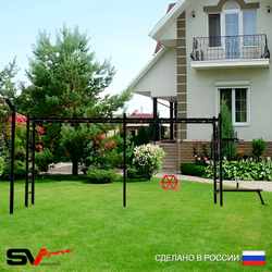 Уличная шведская стенка Sv Sport рукоход х 2 с комплектом турник прямой У55833 (Брусья/Скамья/Со спинкой/Кронш бокс)