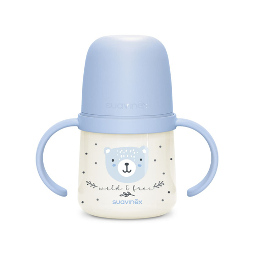 Бутылочка с ручками Suavinex Night Wild 150 мл голубая, 6 мес+