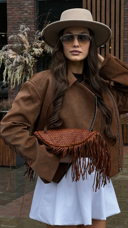 Косуха western со шнуровкой карамельная
