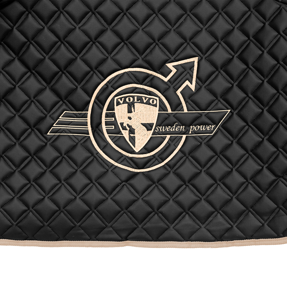 Ковры VOLVO FM до 2008 года (экокожа, черный, бежевый кант, бежевая вышивка)