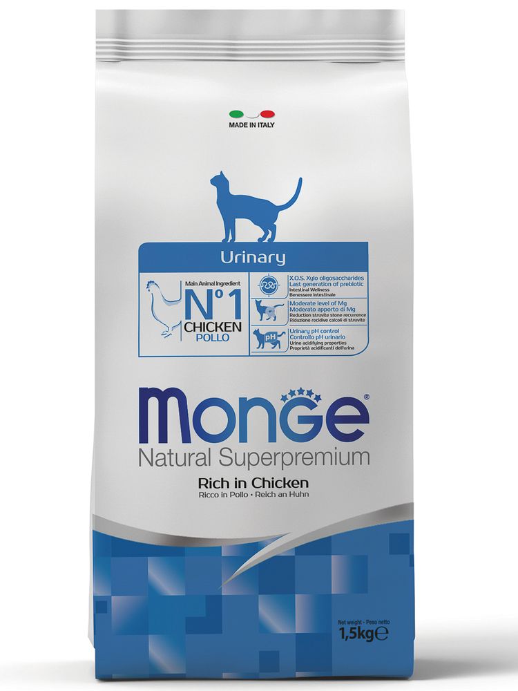 Cухой корм Monge Cat Daily Line Urinary для кошек, для профилактики МКБ, с курицей 1,5 кг