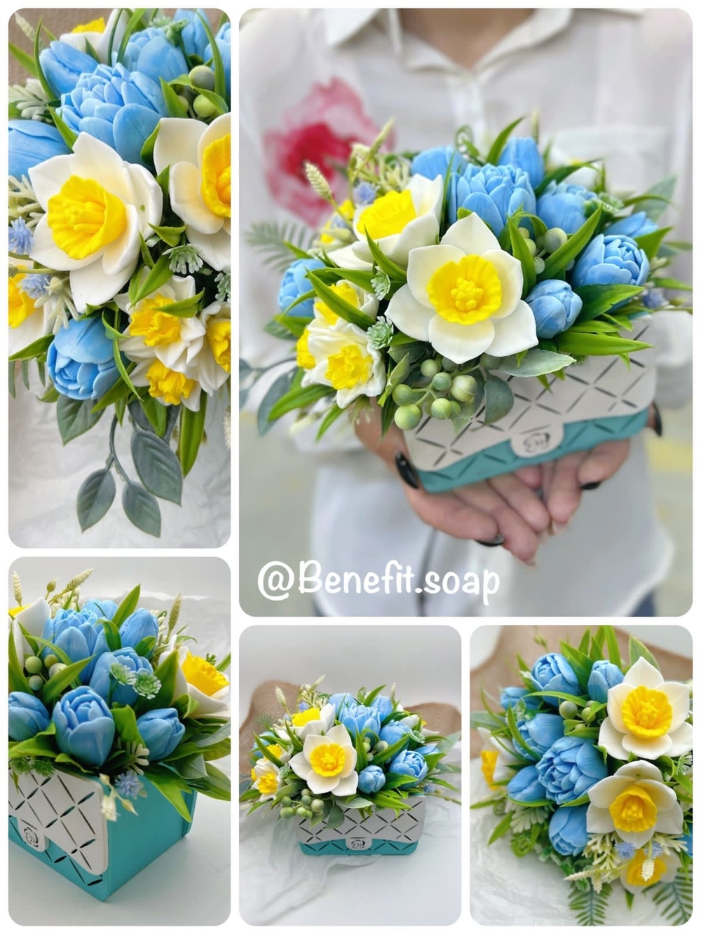 Букет из мыла «Тюльпаны и нарциссы, блюскай»
