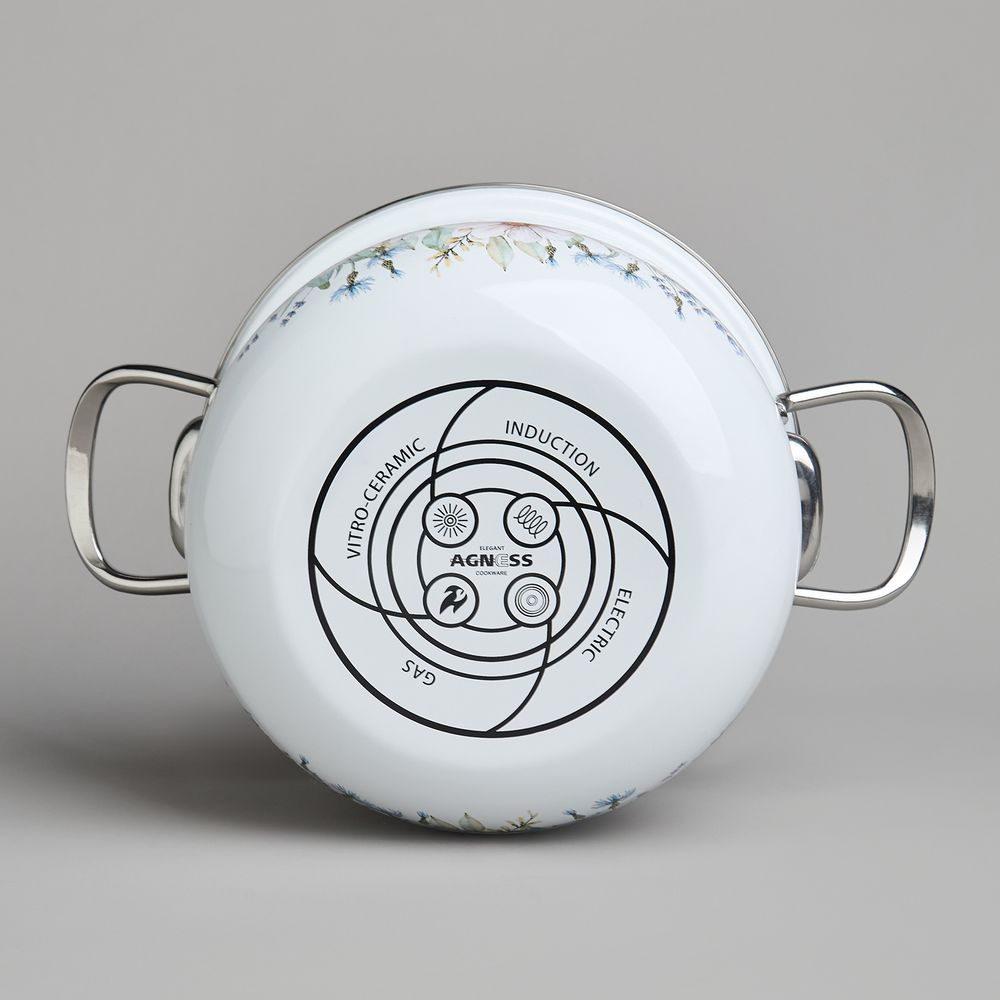 НАБОР КАСТРЮЛЬ AGNESS ЭМАЛИРОВАННЫХ СЕРИЯ "ДВОРЦОВЫЙ ПАРК" 4ПР. 2,0Л И 2,8Л, 18Х11СМ, 20Х12СМ