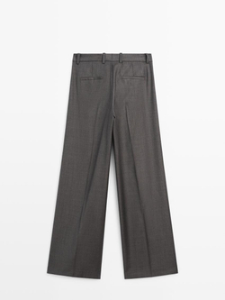 Massimo Dutti Широкие брюки из 100% шерсти, коричневый