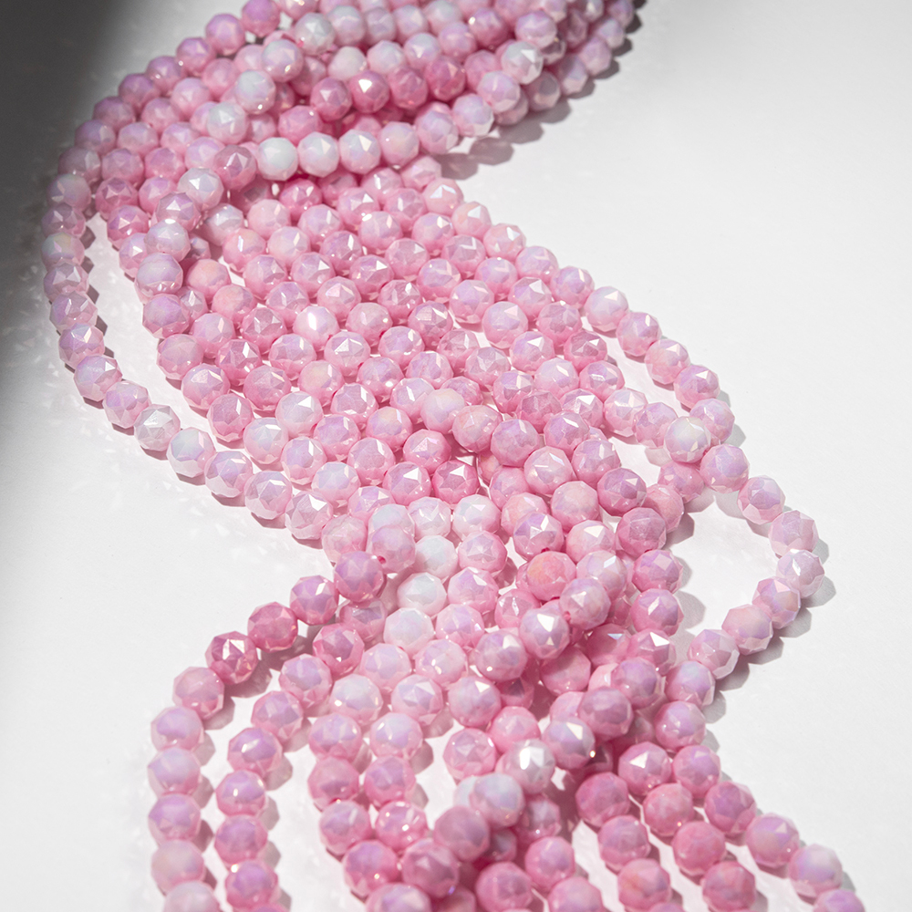 Хрустальные бусины, оттенок "Роза", 8мм, шар, микроогранка