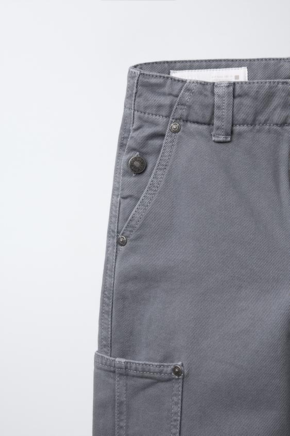 ZARA БРЮКИ ИЗ ТВИЛА С КАРМАНАМИ, ГОЛУБОЙ