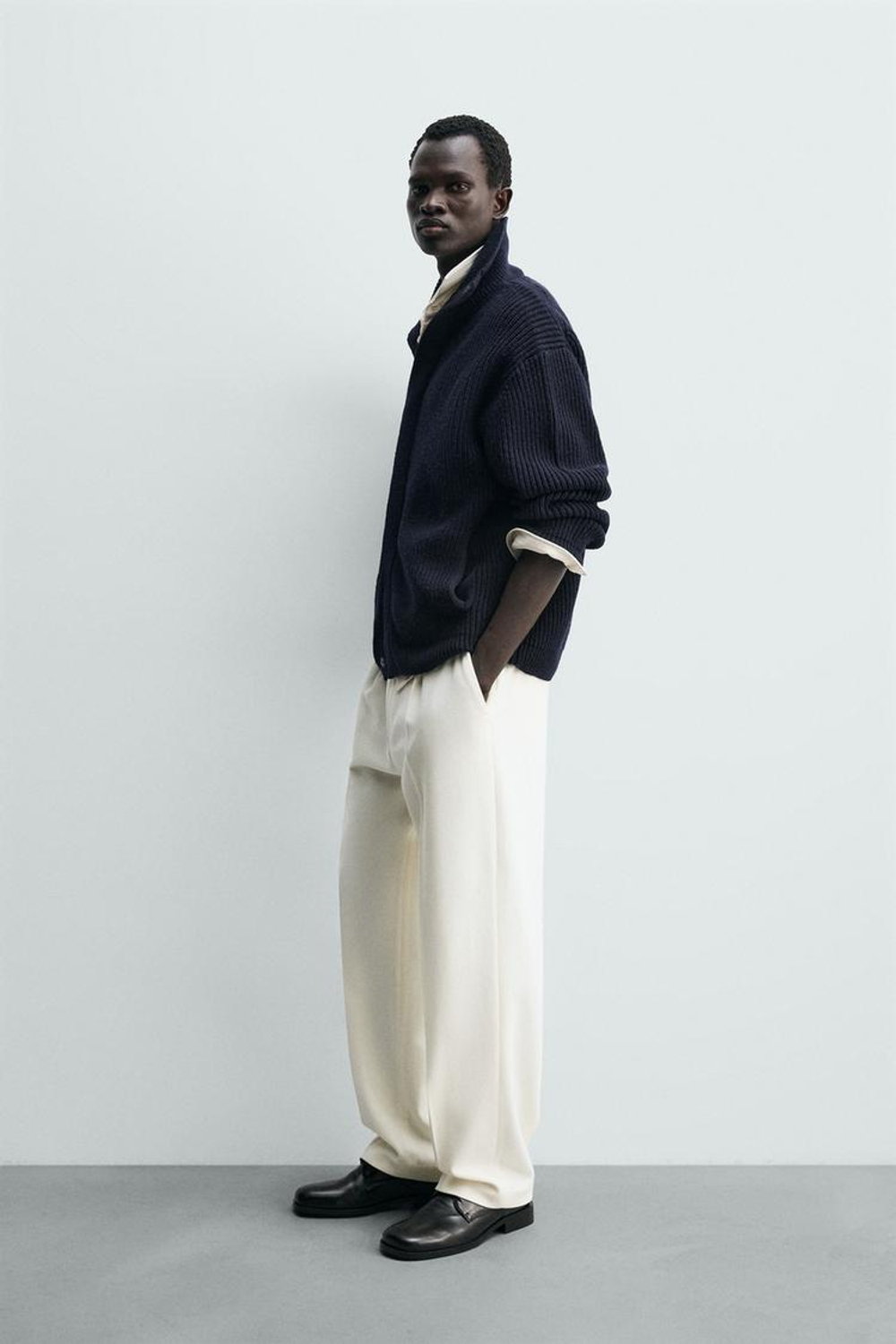 ZARA КАРДИГАН ПЛАТОЧНОЙ ВЯЗКИ, МОРСКОЙ ТЕМНО-СИНИЙ