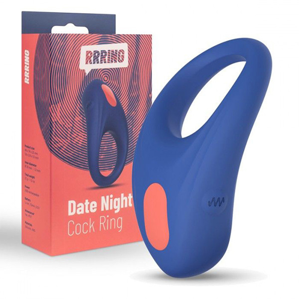 Синее эрекционное виброкольцо 3см Feelz Toys Rrring Date Night Cock Ring
