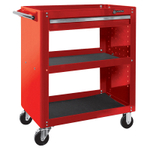 МАСТАК (520-01580MR) Тележка открытая «ОПТИМА», 3 полки и ящик, красная