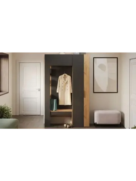 Прихожая с вешалкой Дуб крафт золотой 136х35,8х220