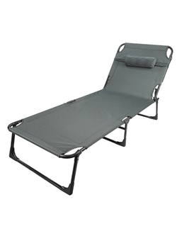 Шезлонг складной с подголовником (670х1930мм, черный) ISMA ISMA-FG-HY-8009BL