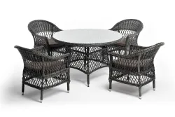 "Дольче" обеденная группа из искусственного ротанга, цвет графит