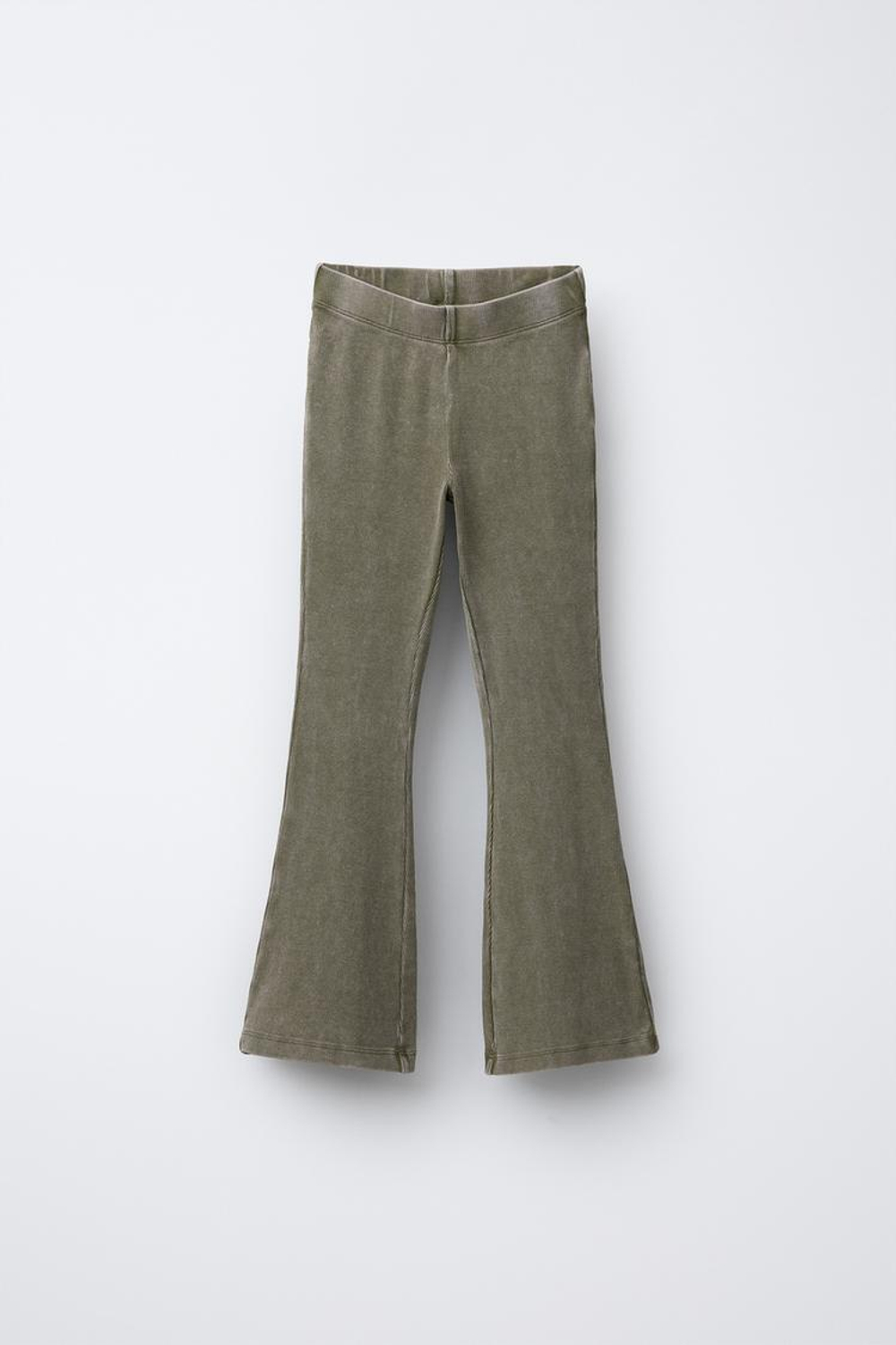 ZARA КОМПЛЕКТ ИЗ ФУТБОЛКИ HEAVY WEIGHT И ЛЕГИНСОВ GLARE RIB С ЭФФЕКТОМ ПОТЕРТОСТИ, ЛИНЯЛЫЙ ЗЕЛЕНЫЙ