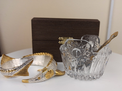 Икорница "Осетровая" с золочением и серебрением