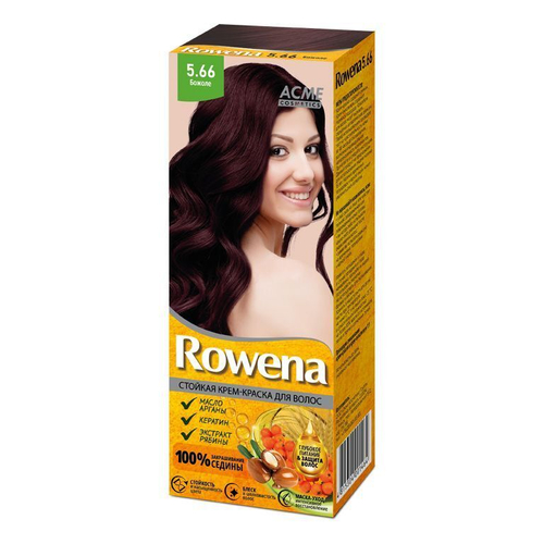 Acme-Color «ROWENA» Стойкая Крем-Краска для волос, тон 5.66 закрашивание седины 100% (Божоле) 115 мл