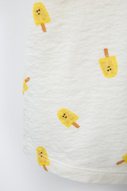 ZARA КОМБИНЕЗОН ПОЛО С ПРИНТОМ «МОРОЖЕНОЕ», СВЕТЛЫЙ ЭКРЮ