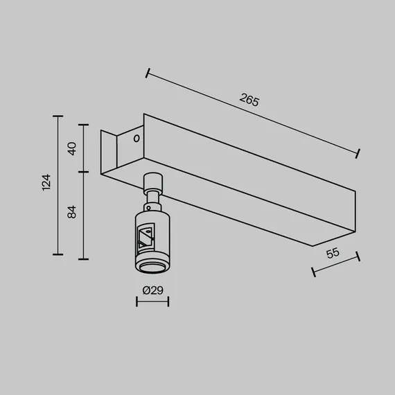 Основание потолочное Short для блока питания с вводом питания Flarity черный Technical tra156c-bb1-b