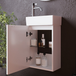 Тумба подвесная под раковину Sancos Mini, левая, белый глянец 355х205х500