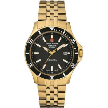С браслетом Мужские наручные часы с золотым браслетом Swiss Alpine Military 7022.1117 mens 42mm 10ATM