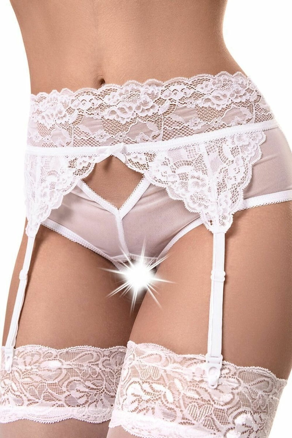 Эротические кружевные трусики-пояс c высокой посадкой Iveta (Размер: 50-52) (Цвет: белый)