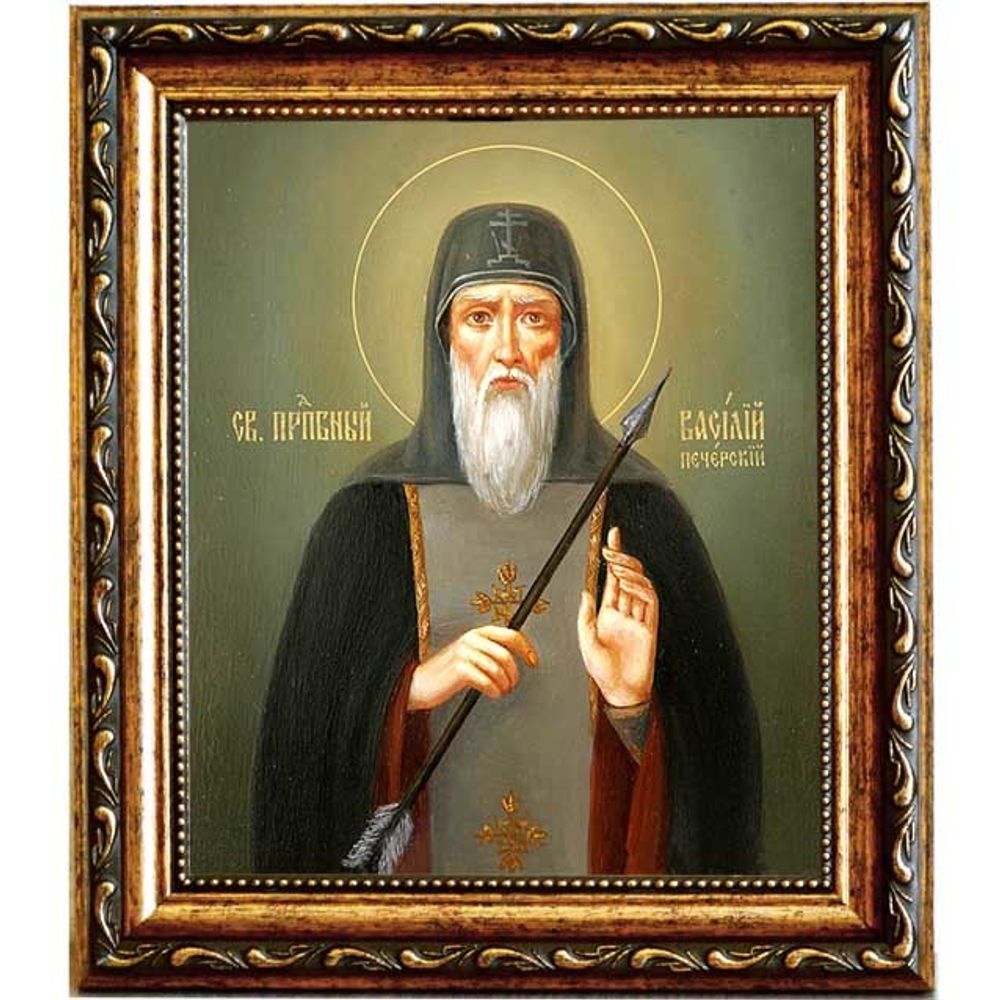 Василий Печерский, преподобномученик, иеромонах. Икона на холсте.