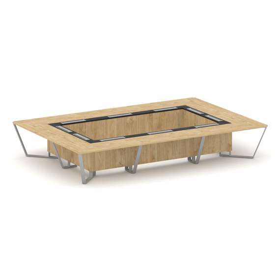 Steel Meet Стол переговорный прямоугольный KM-PR.B.SP-20K Тиквуд Светлый/Графит Глянец/Металл Серый