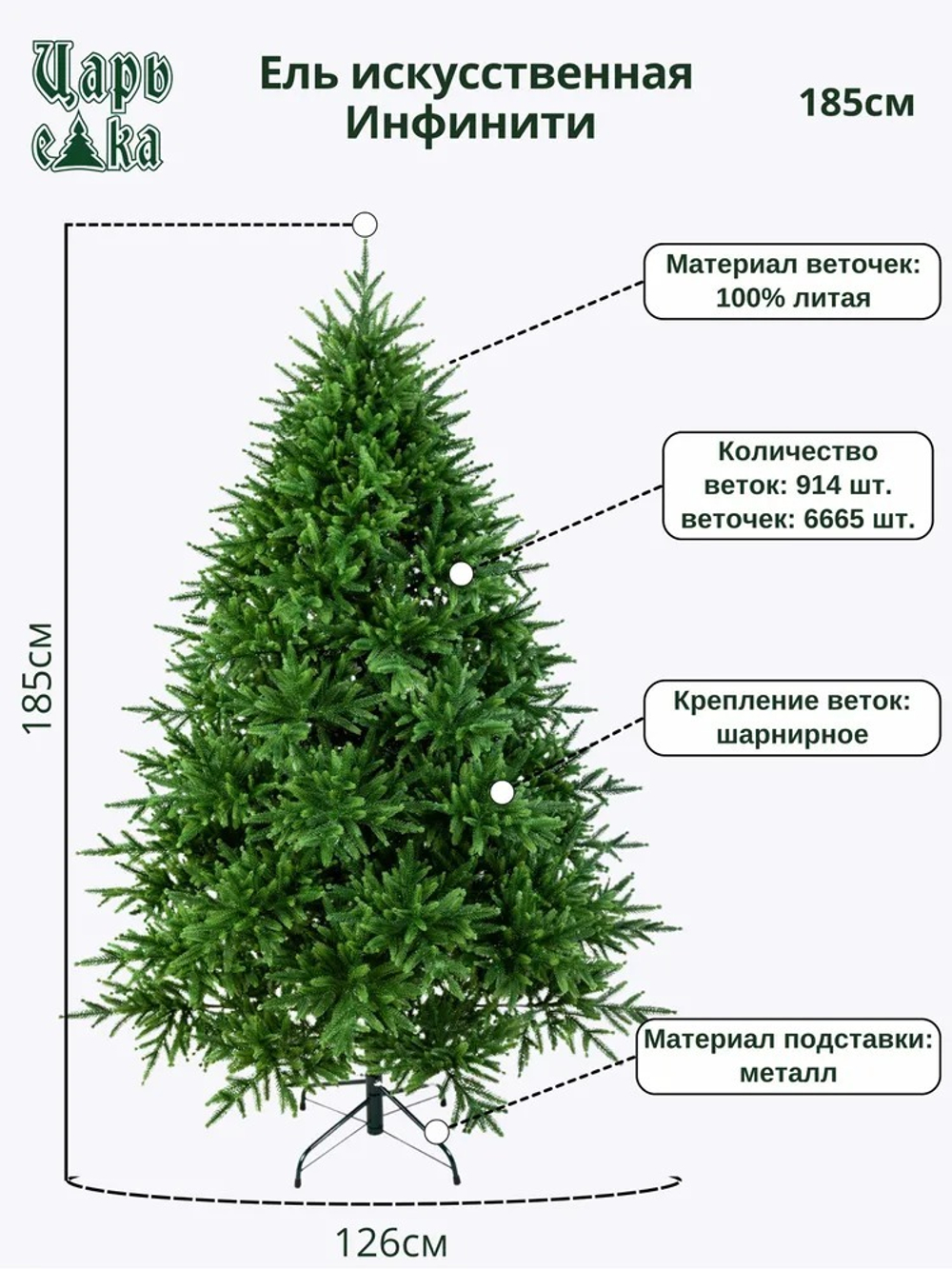 Ель искусственная Царь елка Инфинити 185 см