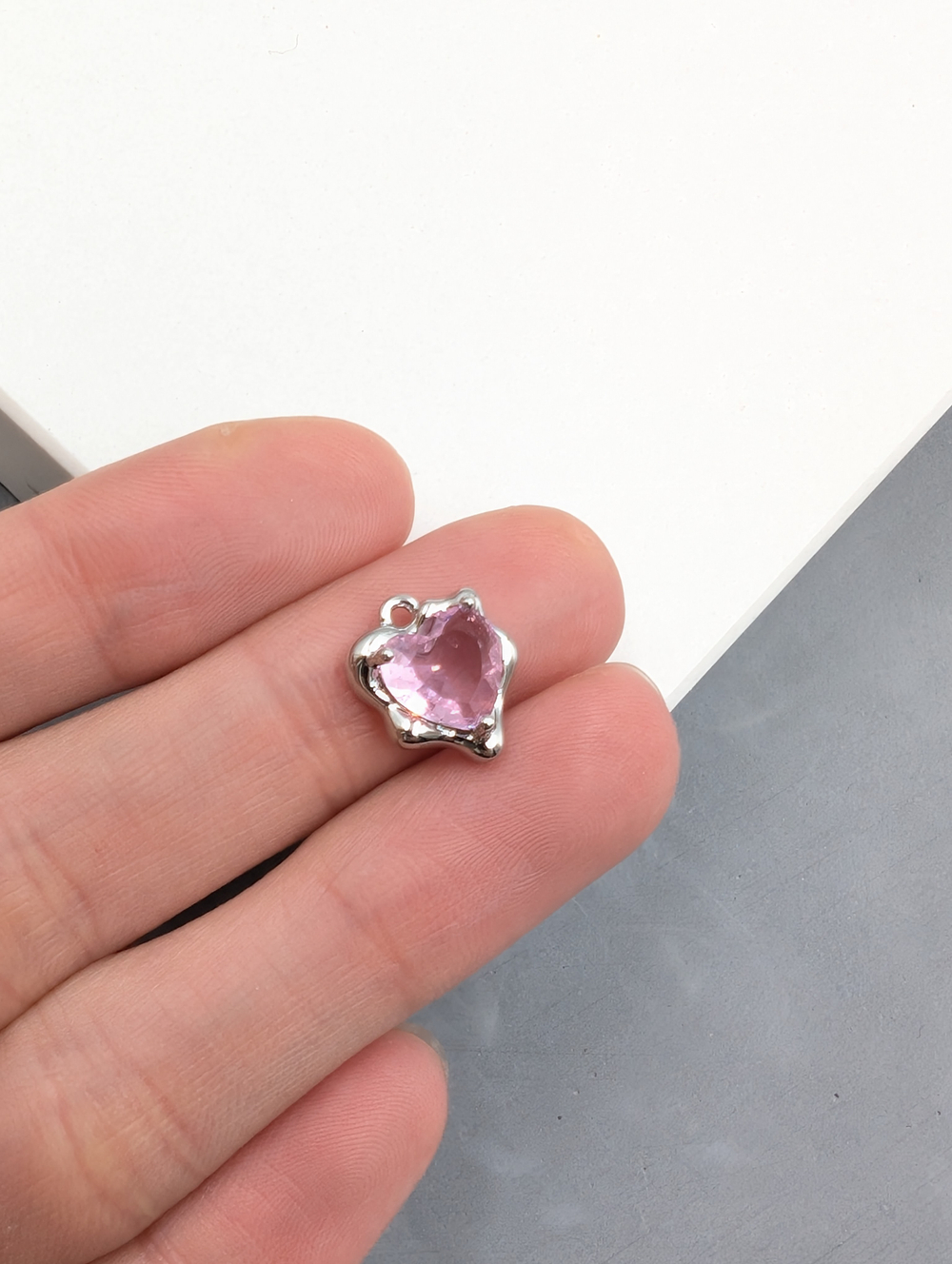 Подвеска асимметрия розовая, 12*11мм