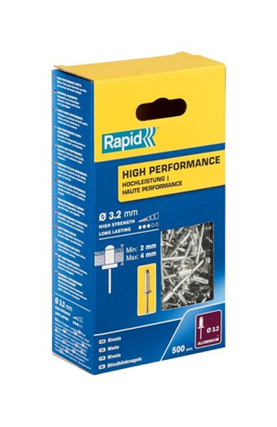RAPID R:High-performance-rivet, 3.2 х 8 мм, 500 шт, алюминиевая высокопроизводительная заклепка (5001431)