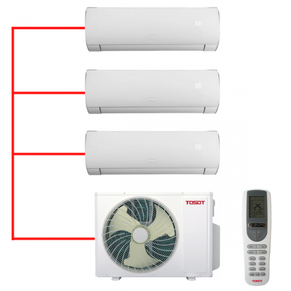 Мульти сплит-система TOSOT на 3 комнаты (20+25+50 кв.м.) серия LYRA INVERTER