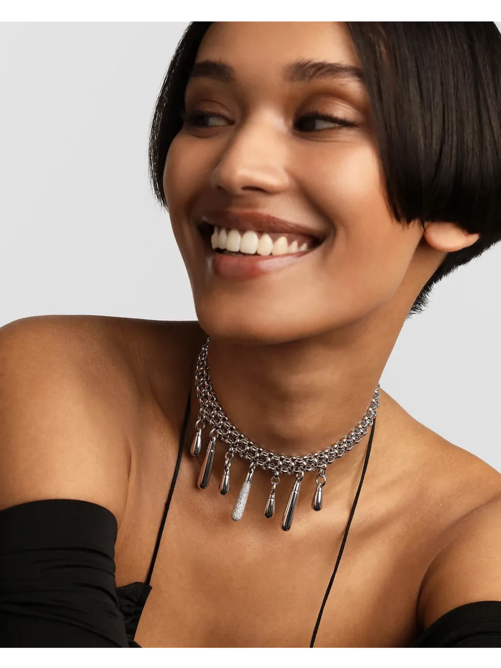 Колье Jelly Choker Серебро 925 пробы покрытое родием