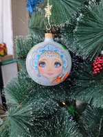 Шар стеклянный "снегурочка" ручная роспись