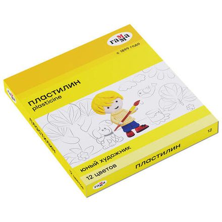 Пластилин 12 цветов Гамма Юный художник, 168гр, со стеком, картон.упак.