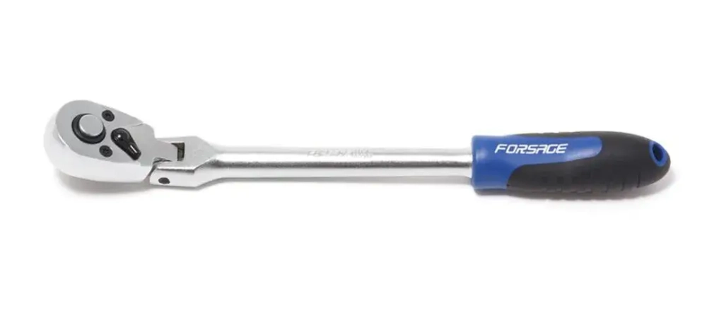 Трещотка реверсивная, шарнирная с резиновой ручкой 3/8''L-270мм(72зуб) Forsage F-802318