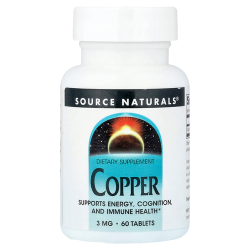 Source Naturals, медь, 3 мг, 60 таблеток