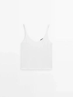 Massimo Dutti Топ из 100% хлопка с бретелями, белый