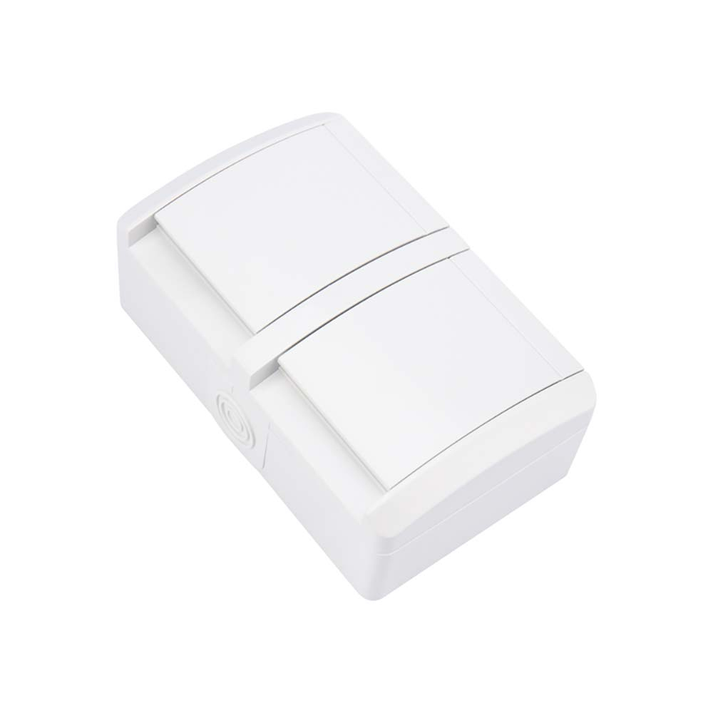 Блок горизонтальный 2 розетки INDUSTRIAL IP54 с заземлением, о/у, белый KRANZ KR-78-0805