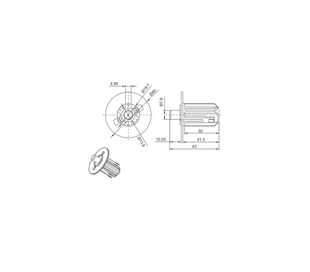Гильза с цапфой круг, 8мм Artel белая