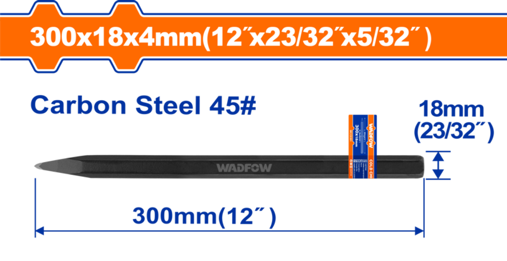 Зубило 4х18х300 мм (6/36) WADFOW WCC0302