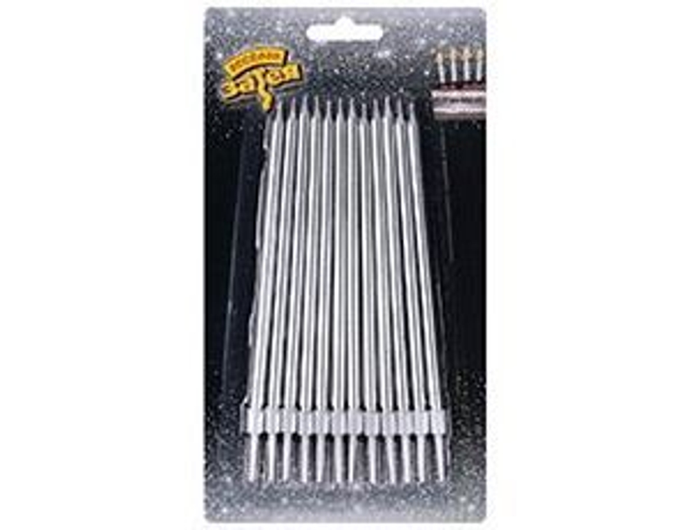 Свечи д/торта Серебро с подст 13см 12шт