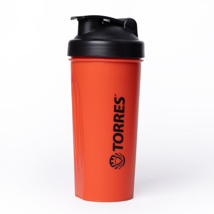 Шейкер спортивный TORRES, S01-600-02, 600мл, черная крышка с колпачком, пластик,ярко-оранжевый