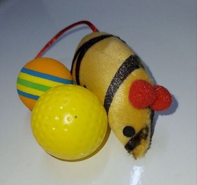 Набор игрушек "Чистый котик" для кошек, два мячика, мышь D-set25