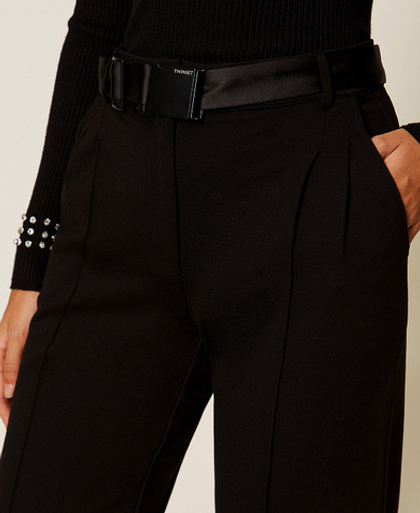 TWINSET Брюки со стрелками и атласным ремнем