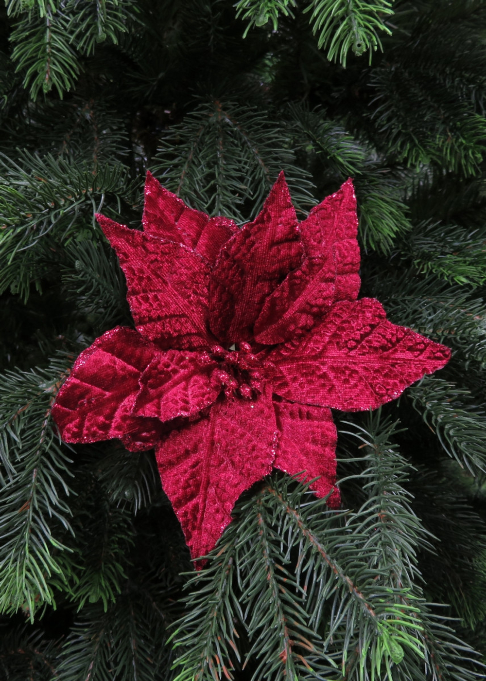 Рождественский цветок на клипсе 18х20см House of Seasons бордо